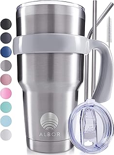 ALBOR 30 Oz Stainless Steel Tumbler 30 Oz Insulated Tumbler With Straw 30oz Stainless Steel Tumbler With Straw 30oz Tumbler With Handle Metal Tumbler With Straw Insulated Cup With Straw