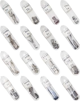Rare Earths Elements Periodic Collection, 99.99% Purity, for Display Science, Students, Education, Teaching, Gift Set of 16