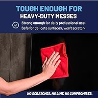 Vista 6 de MW Pro Paño de limpieza de microfibra Rojo (Paquete de 12) Tamaño 16" x 16" Toallas de microfibra multiusos - Limpia, quita el polvo, pule