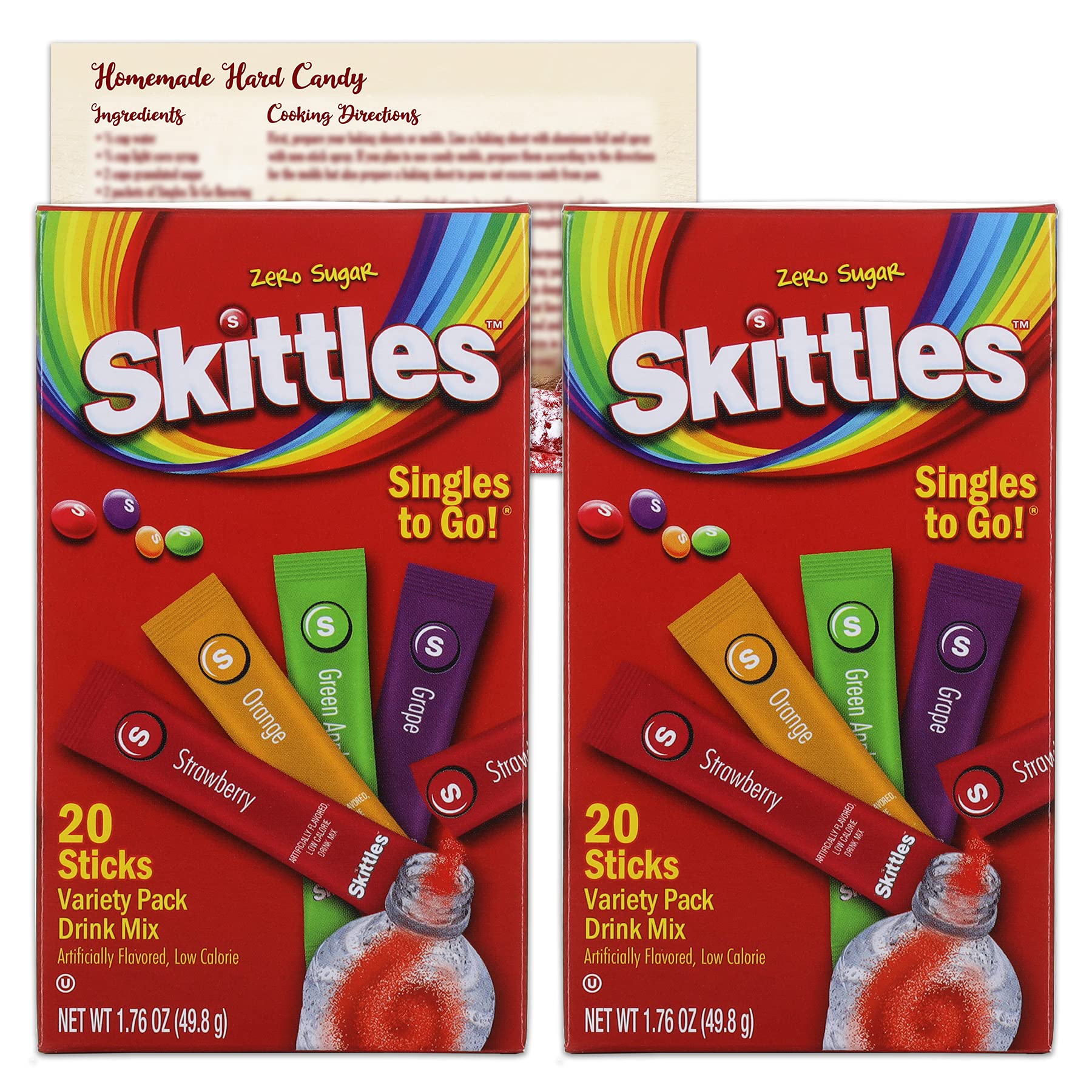 Skittles Singles to Go Drink Mix Packets 2 Pack 40 Total Water