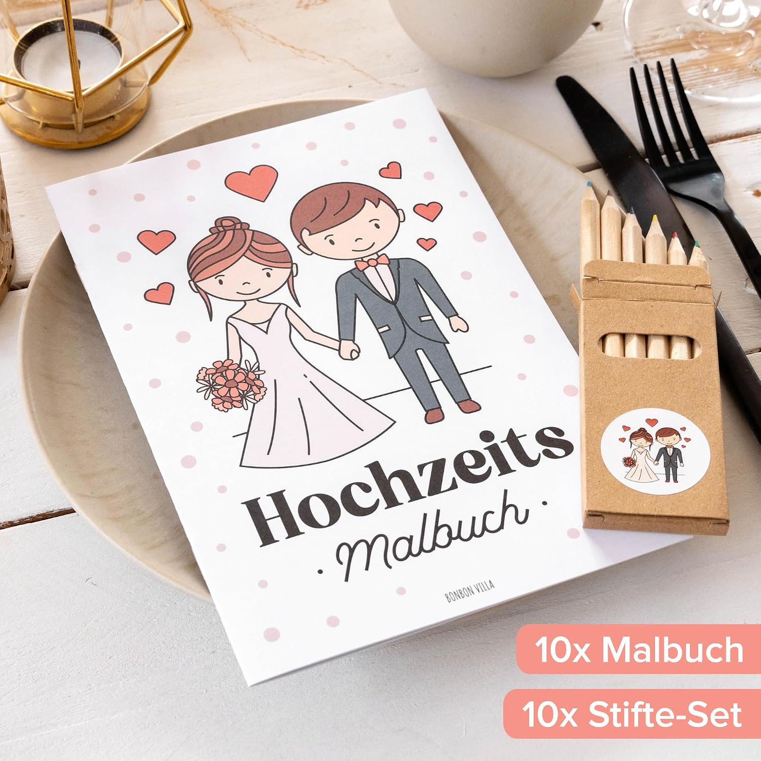 Wedding Colouring Book for Children, Set of 10 with Colouring Pencils, Children's Activity Wedding, Guest Gift, Wedding, Colouring Book for Wedding - View 7