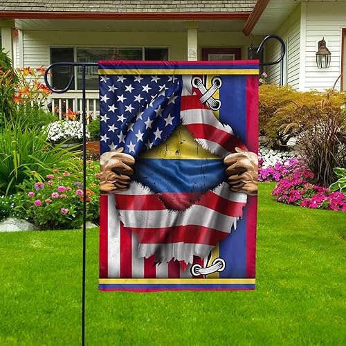 Banderas orgullosas de la bandera colombiana americana rasgada, bandera de Colombia Strong House (29.5 x 39.5 pulgadas), banderas de Estados Unidos