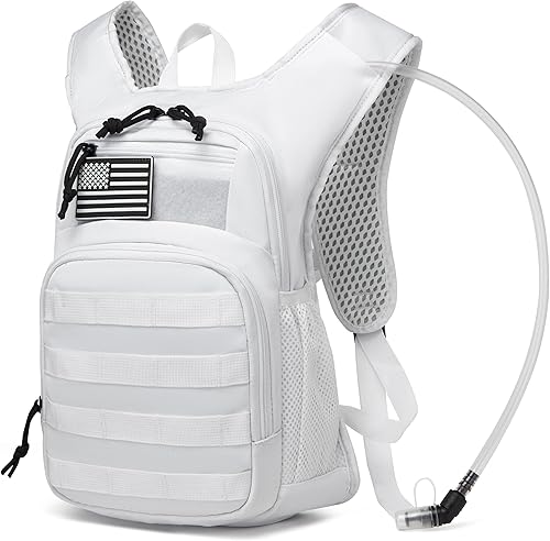 wotony Mochila de hidratación con vejiga de agua para senderismo, paquete de hidratación táctica para hombres y mujeres, mochila de agua Molle para