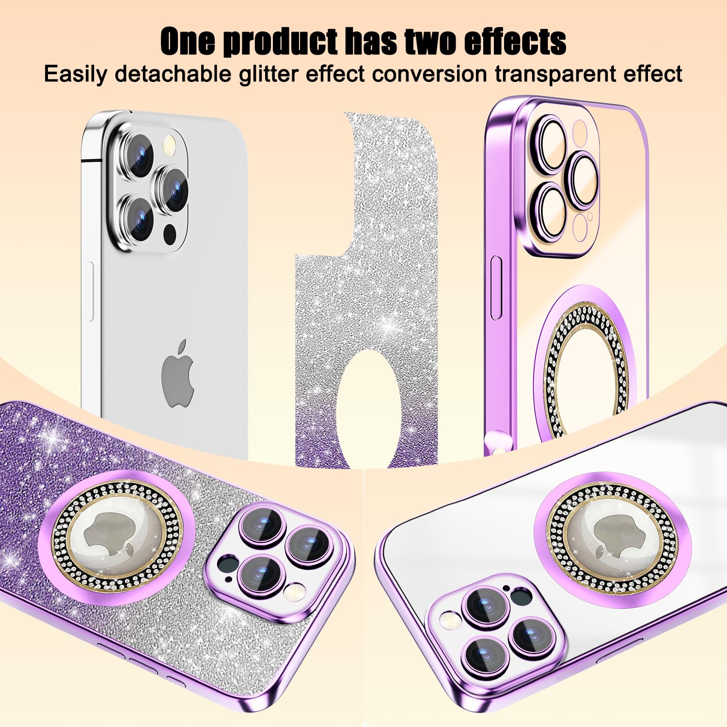 Custodia Per IPhone 16 Pro Max Con Glitter E Magneti – Compatibile MagSafe – Protezione Fotocamera – Blu - 5
