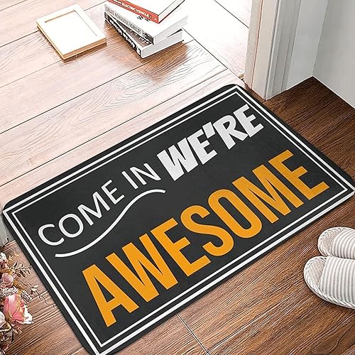 Come in We're Awesome - Lindos felpudos de bienvenida para puerta delantera, entrada interior, bajo perfil, antideslizante, para piso, divertida
