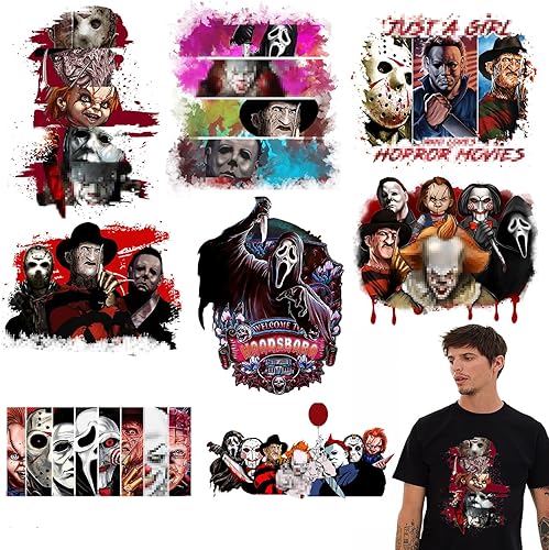 Miniatura 8 de Parches de transferencia para planchar de Navidad, 8 hojas de parches de invierno para planchar para ropa, Halloween, vinilo de transferencia de