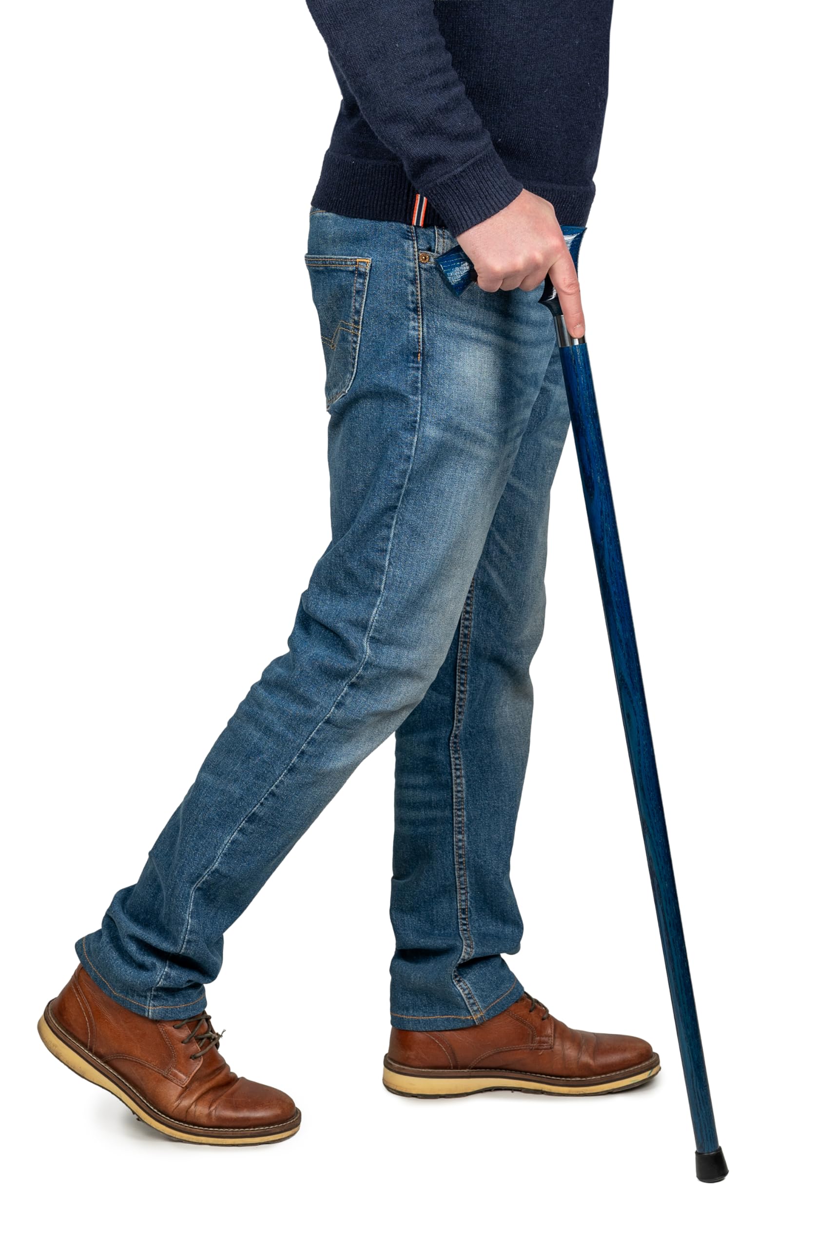 Dr. Watson Classic Duke Walking Stick – Handcrafted Ash Wood Cane with Polished Stainless Steel Collar