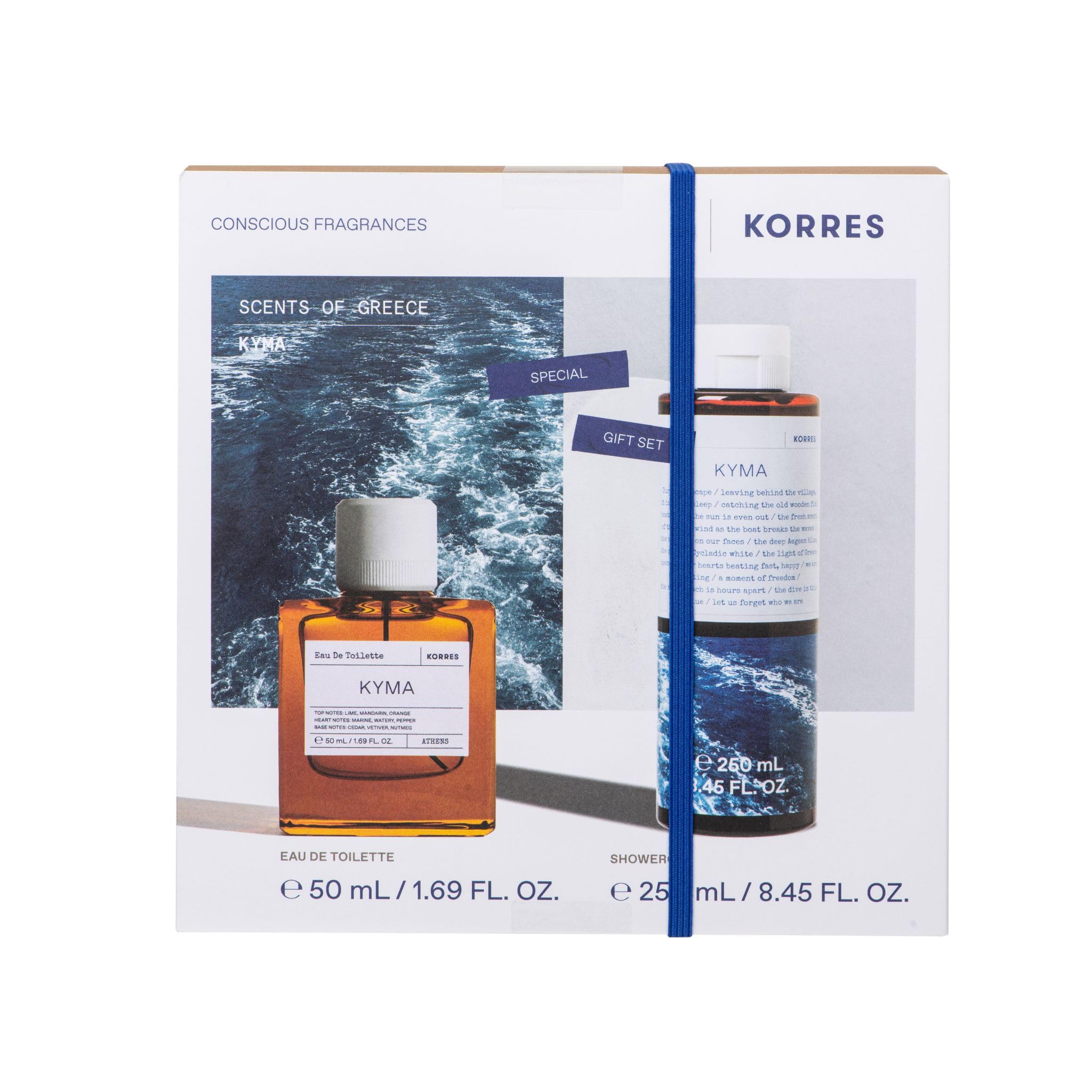 KORRES KYMA Duftset – Eau de Toilette 50ml & Duschgel 250ml, frischer aquatischer Unisex-Duft, belebend und langanhaltend, ideal als Geschenk, vegan