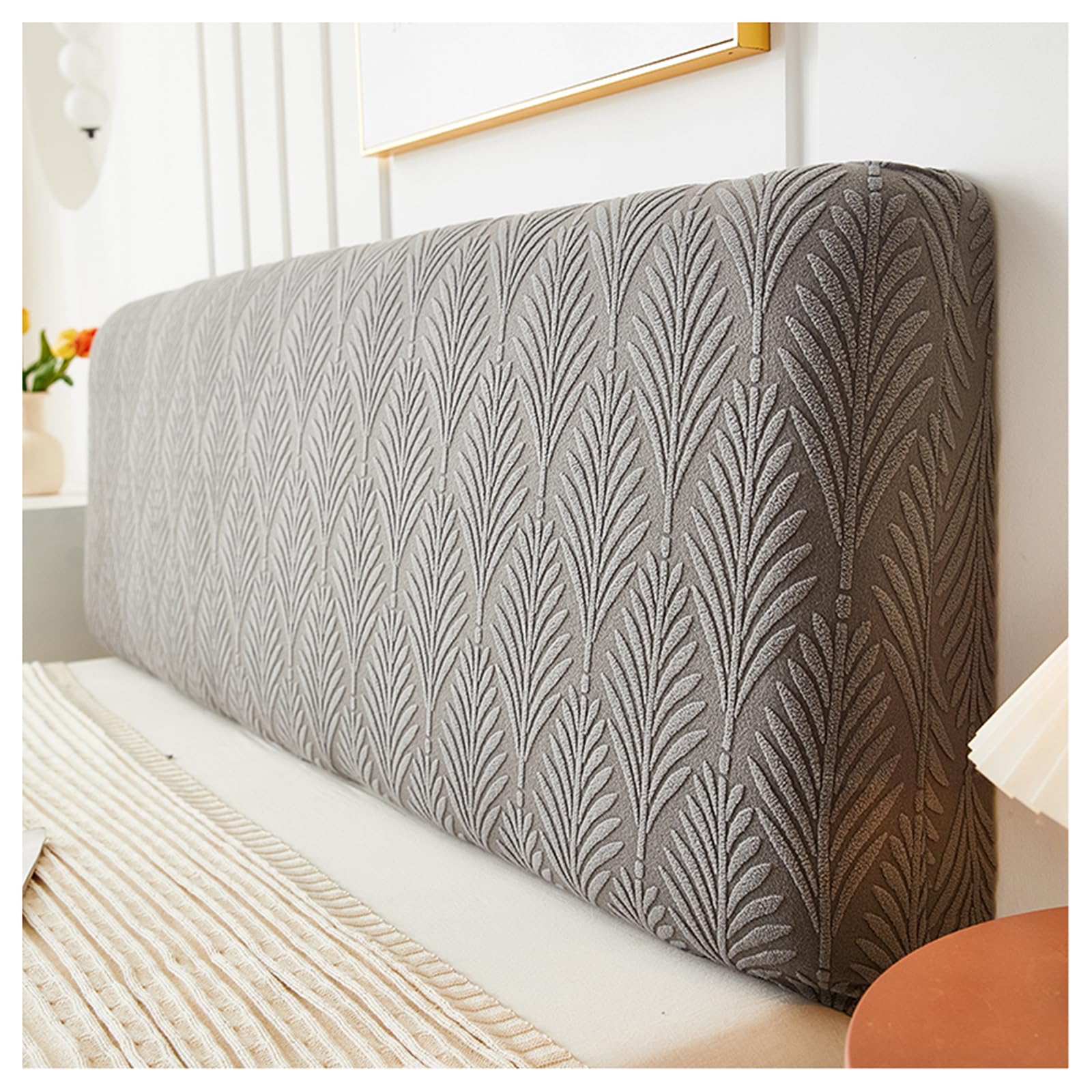 Gofohimi Dark Gray Bedroom Decoration Bed Headboard Slipcover Covers,All-Inclusive Stretch Headboard Cover Queen King Size Headboard Slipcover Protector With Elastic Band,,150Cm