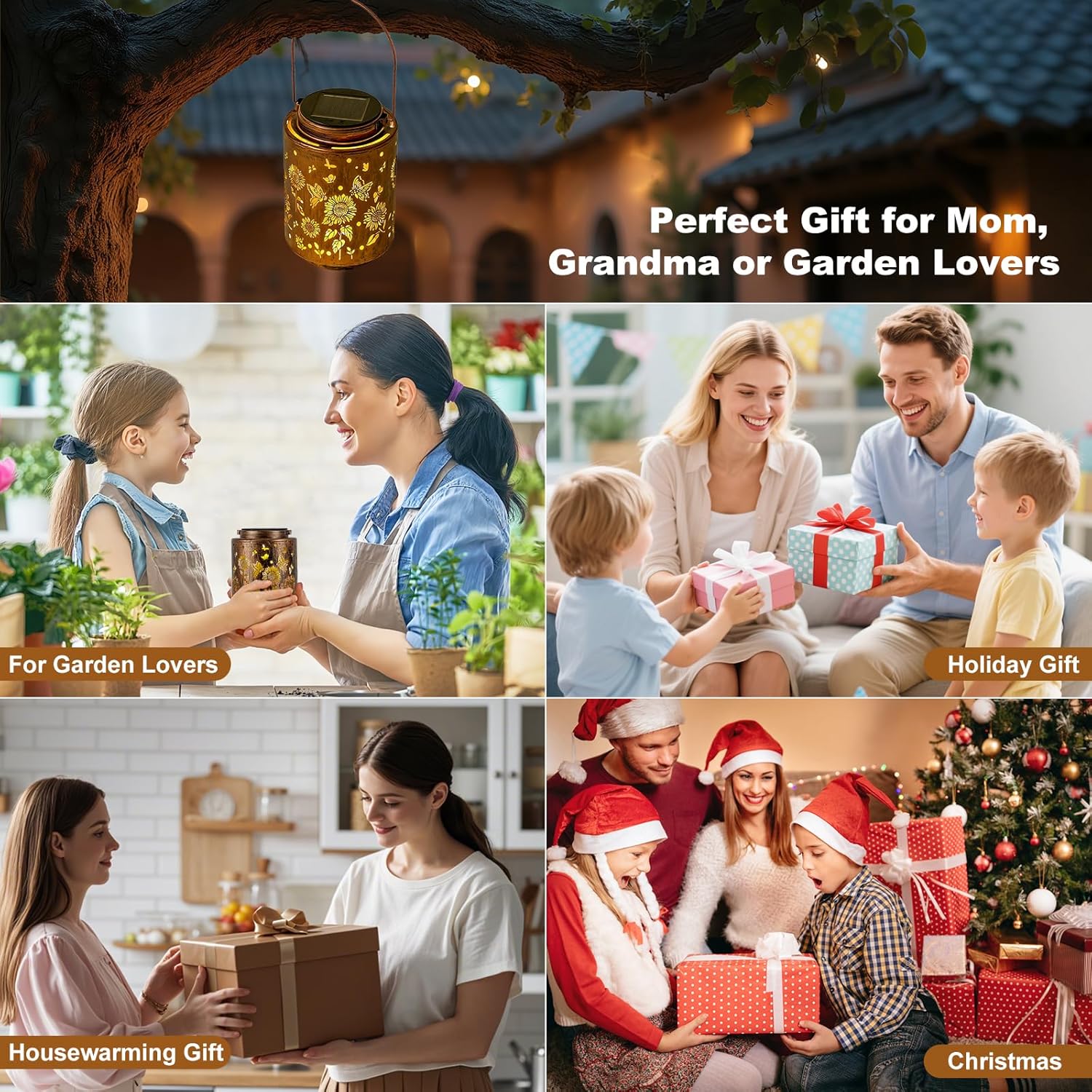 Sunflower Solar Lanterns, Birthday Gifts for Women Mom Grandma, Outdoor Waterproof Hanging Garden Decor for Patio, Yard