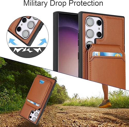 Miniatura 6 de SailorTech Funda Samsung Galaxy S23 Ultra con tarjetero de crédito, caja fuerte para Galaxy S23 Ultra, funda de cuero para mujer, compatible con mag