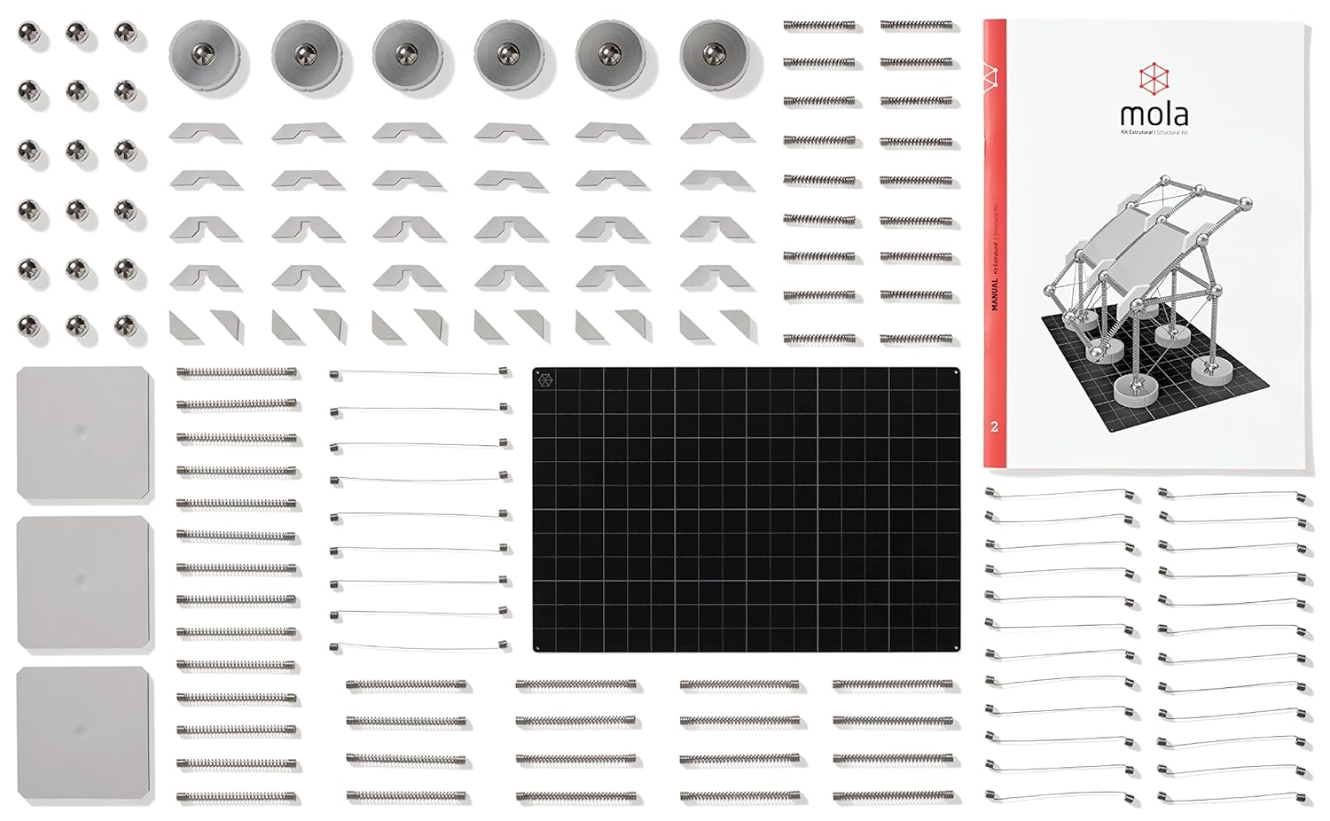 Mola Structural Kit 2 | Magnetic Modular Kit for Engineering and Architecture Education | 145 Pieces + Practical Guide