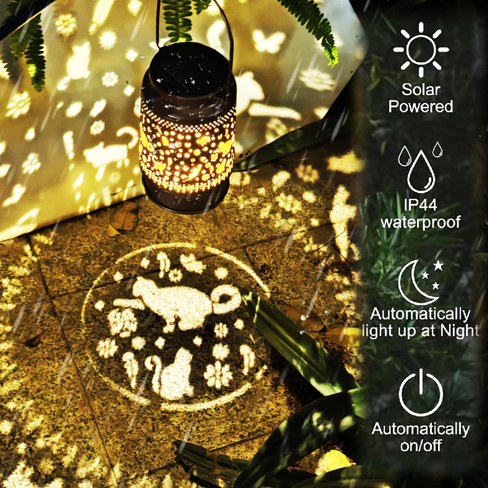 Solar Lanterns Outdoor Waterproof, Garden Decor Metal High Brightness LED Light, Solar Hanging Lantern for Garden,Yard,Patio,Lawn (Cat) - Image 2