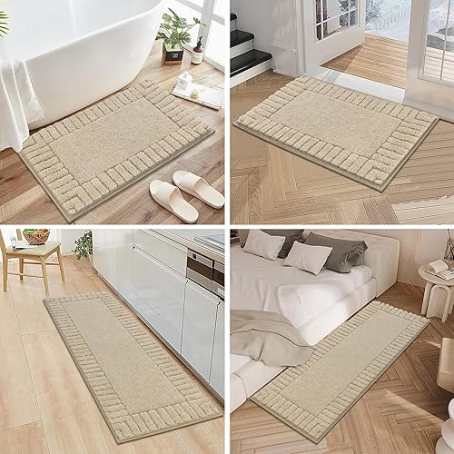 Miniatura 7 de Pauwer Bathroom Rugs Sets 3 Piece Bathroom Shower Rugs with U-Shaped Contour Toilet Mat Absorbent Microfiber Plush Bath Mats Non Slip Bath Rug