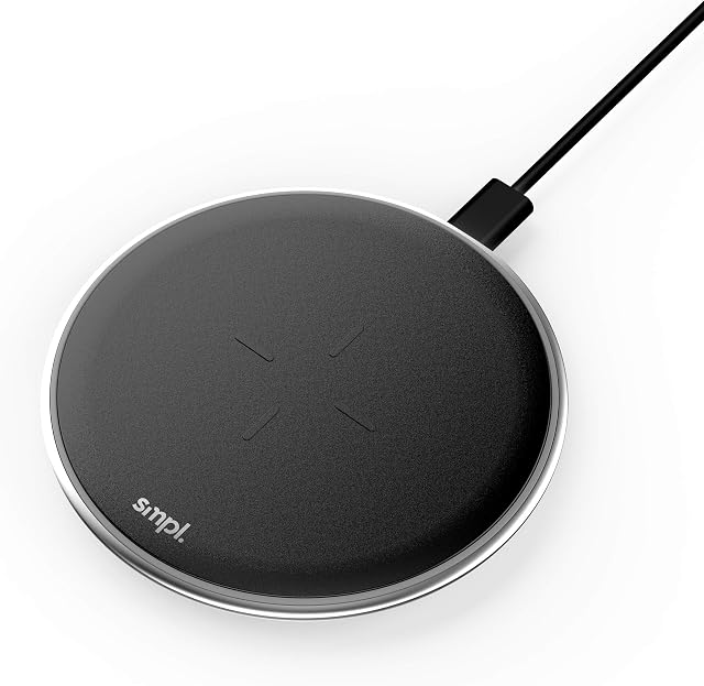Smpl Fast Wireless Charger - 10W Wireless Charging Pad, Compatible with iPhone 12/12 Pro/11/XS Max/XR/XS/X/8/8+, Samsung Galaxy S10/S10+/S10E/S9+/S9/S8/S8+/S7 edge/S7/Note 9 Note 8