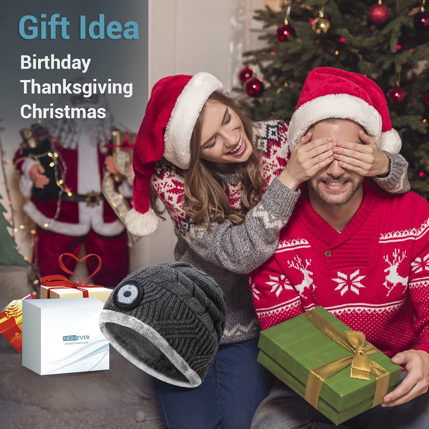 HIGHEVER LED Beanie Hat with Light: Christmas Stocking Stuffers for Men Adult Cool Gifts for Teen Boys Men Dad Winter Gifts - Image 2