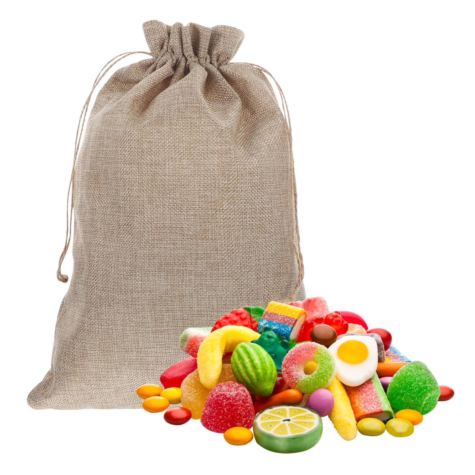 VILLCASE 10pezzi Sacchetti in Juta Coulisse Borse Regalo Multiuso Per Snack Caramelle e Gioielli Per Feste e Bomboniere