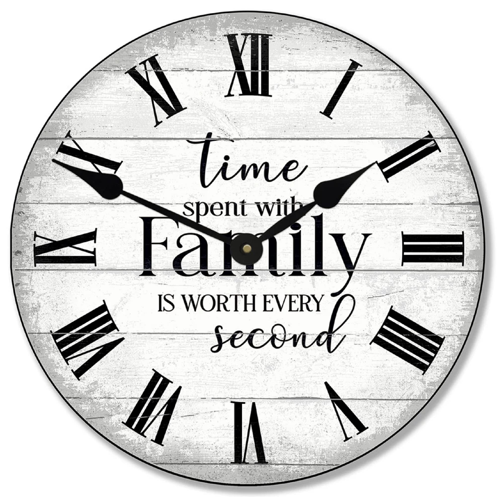 The Big Clock StoreWhite Time Spent with Family is Worth Every Second | Ultra Quiet Quartz Mechanism | Hand Made in USA Beautiful Crisp Lasting Color | Comes in 8 Sizes
