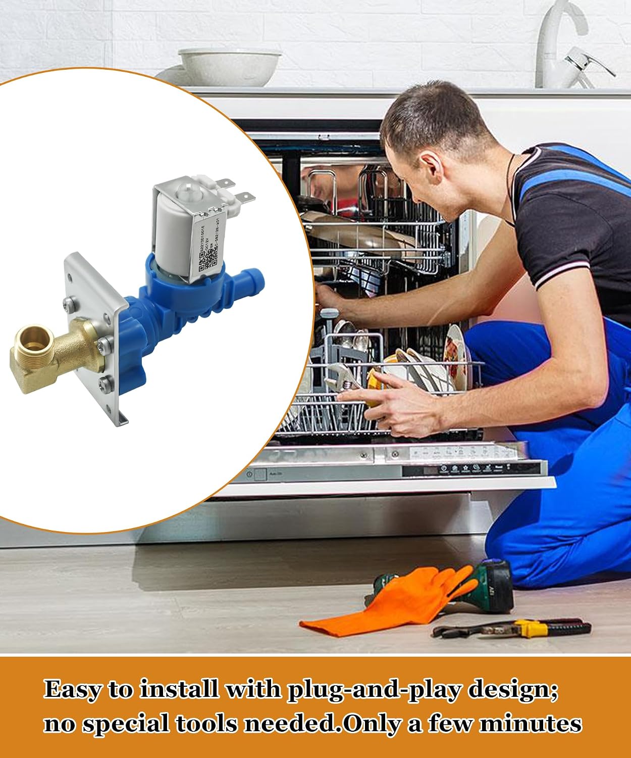 5221DD1001E Dishwasher Water Inlet Valve Replacement for LG Dishwasher, Replaces 5221DD1001C AP5804631 2977831 PS8769826