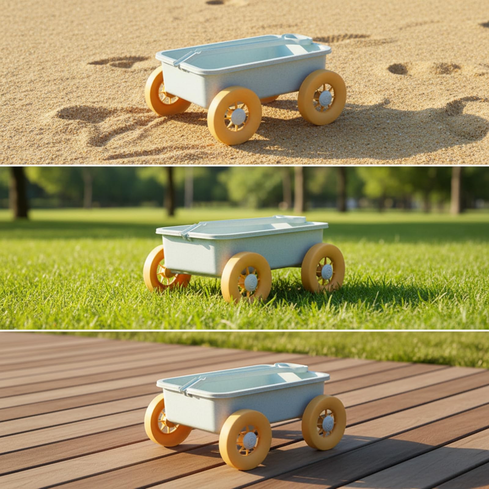 Carrello Trainabile Sabbia Robusto Carrello Sabbia Manico Lungo Giocattolo da Traino per Sabbiera, Parco
