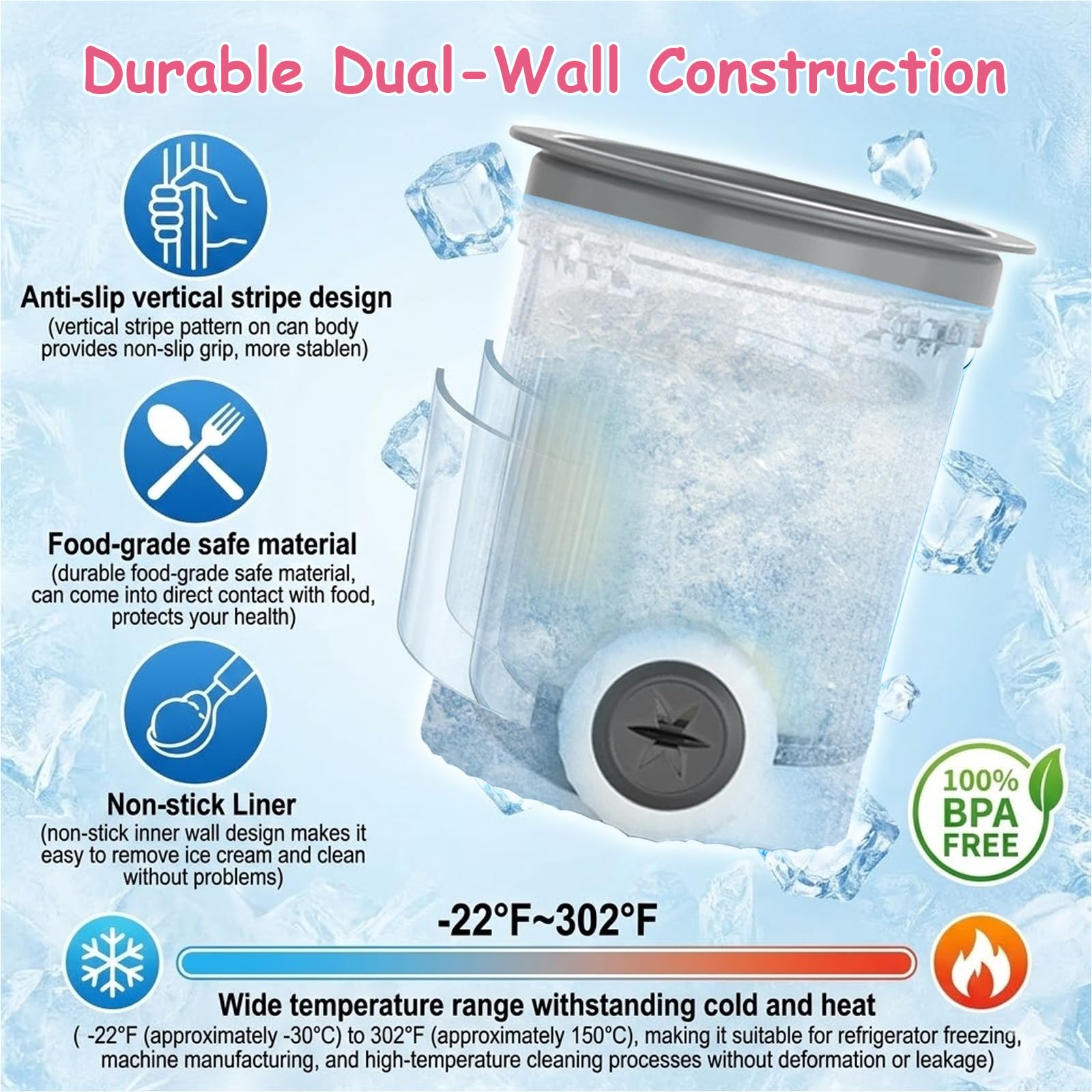 Lot de 4 récipients de rechange, compatibles avec Ninja Swirl by CREAMi NC701EU, NC701, NC700, sans BPA et passe au lave-vaisselle