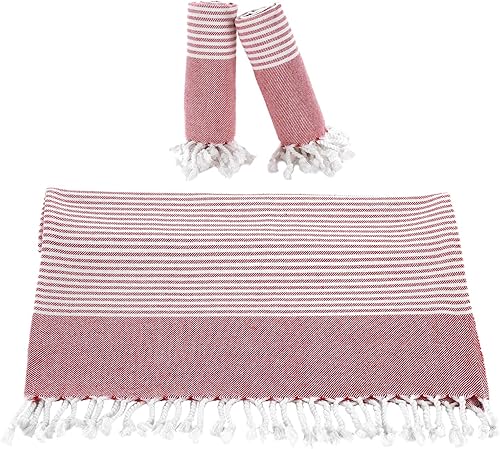 Miniatura 2 de BAROOGA Toallas de mano turcas para baño y cocina, 18 x 38 pulgadas, (juego de 3), 100% algodón, toalla decorativa  cara, manos, gimnasio, cabello,