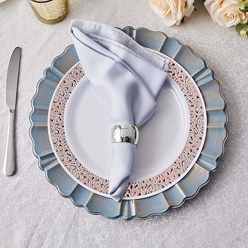 Miniatura 7 de Efavormart - Servilleteros curvados martillados chapados en plata brillante, 4 unidades