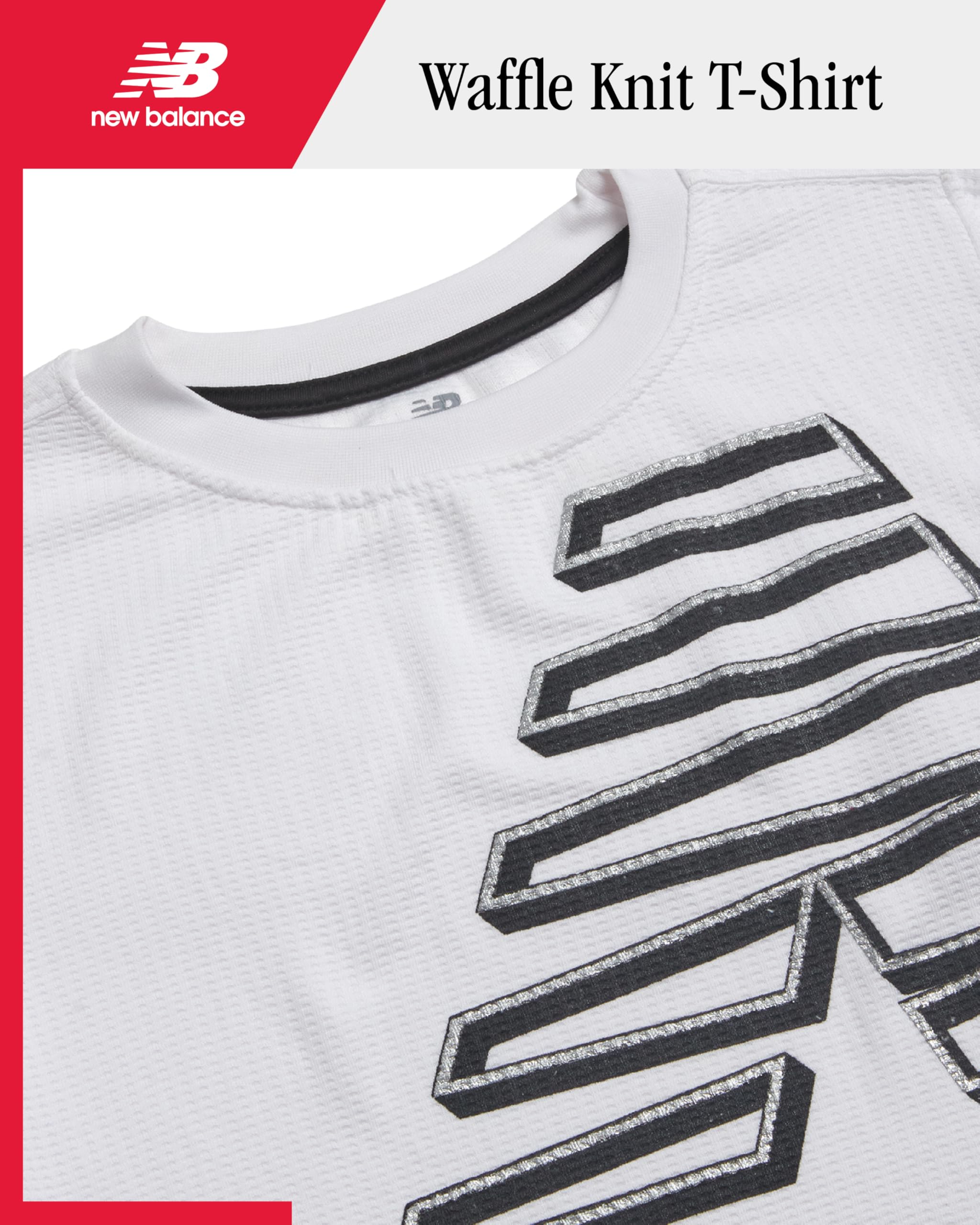 New Balance Boys' T-Shirt - Thermal Waffle Knit Long Sleeve Shirt (Size: 4-20), Size 10/12, White