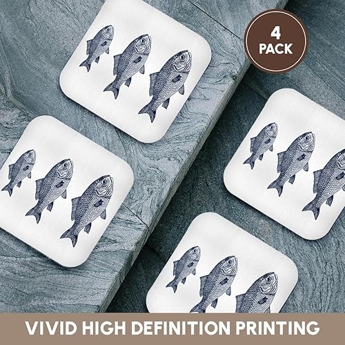 Miniatura 6 de 3dRose CST_164697_1 Tres Blue Fish Beach Theme Art - Posavasos suaves, juego de 4