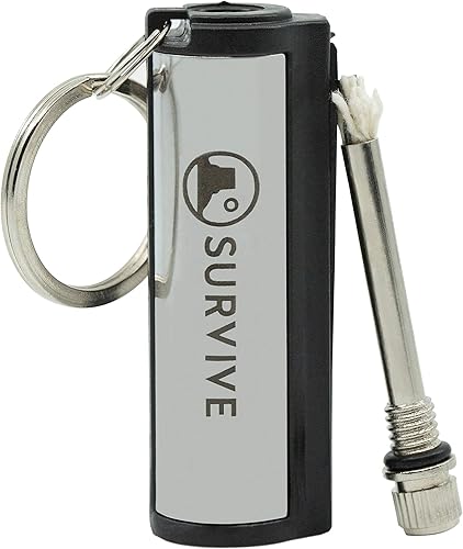 Miniatura 8 de SURVIVE Paquete de 5 unidades de juego permanente para encender fuego de emergencia, llavero de metal, palo impermeable ilimitado