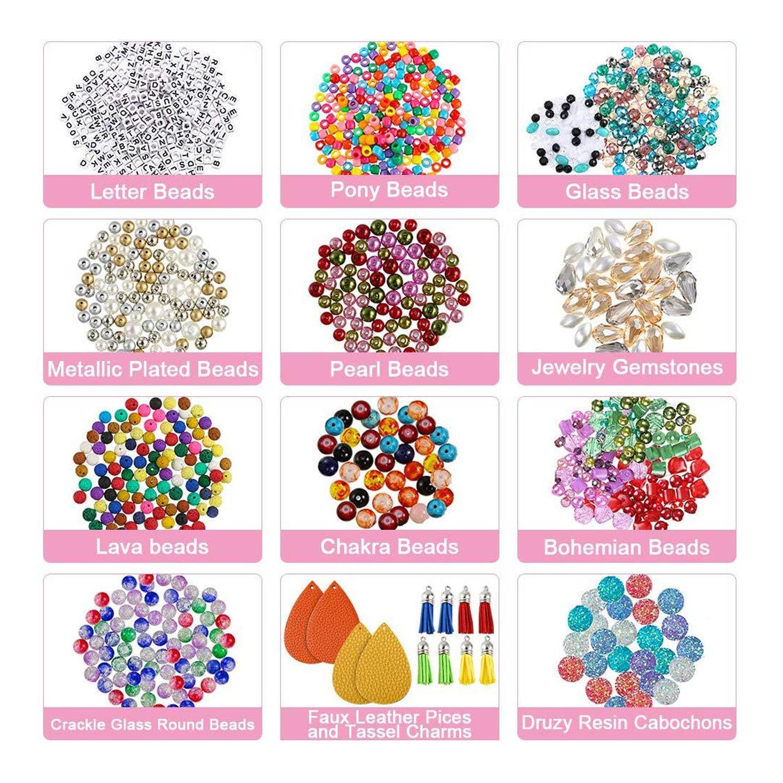 Vomeko Kit para hacer pulseras con cuentas, cuentas coloridas del A rco iris, kit para hacer pulseras con cuentas acrílicas, con herramientas para hacer joyas para pulseras