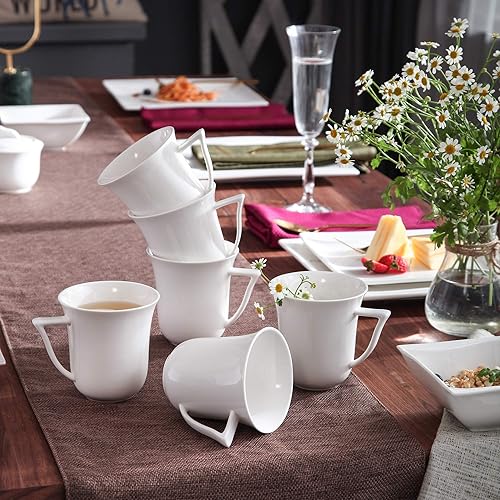 Miniatura 8 de MALACASA Juego de tazas de café, tazas cuadradas de porcelana de 12 onzas, juego de 6, tazas de té de mármol con asa para expreso, capuchino, té y