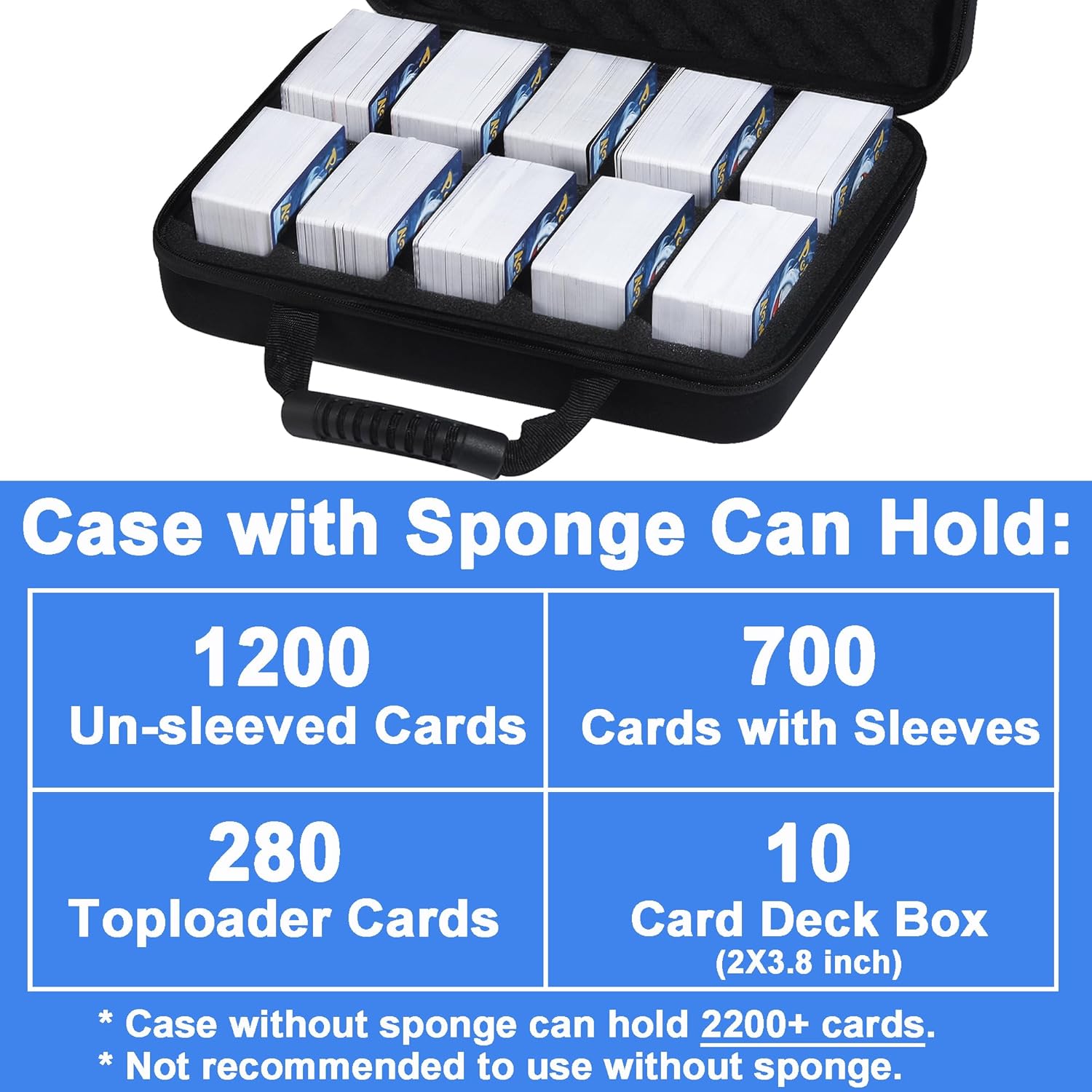 Lumus&Solem Carrying Case for Cards Against Humanity Game, Hard Box Compatible with PTCG, MTG, and Sports, Card Holder Storage 1200-2200 Cards (Black)
