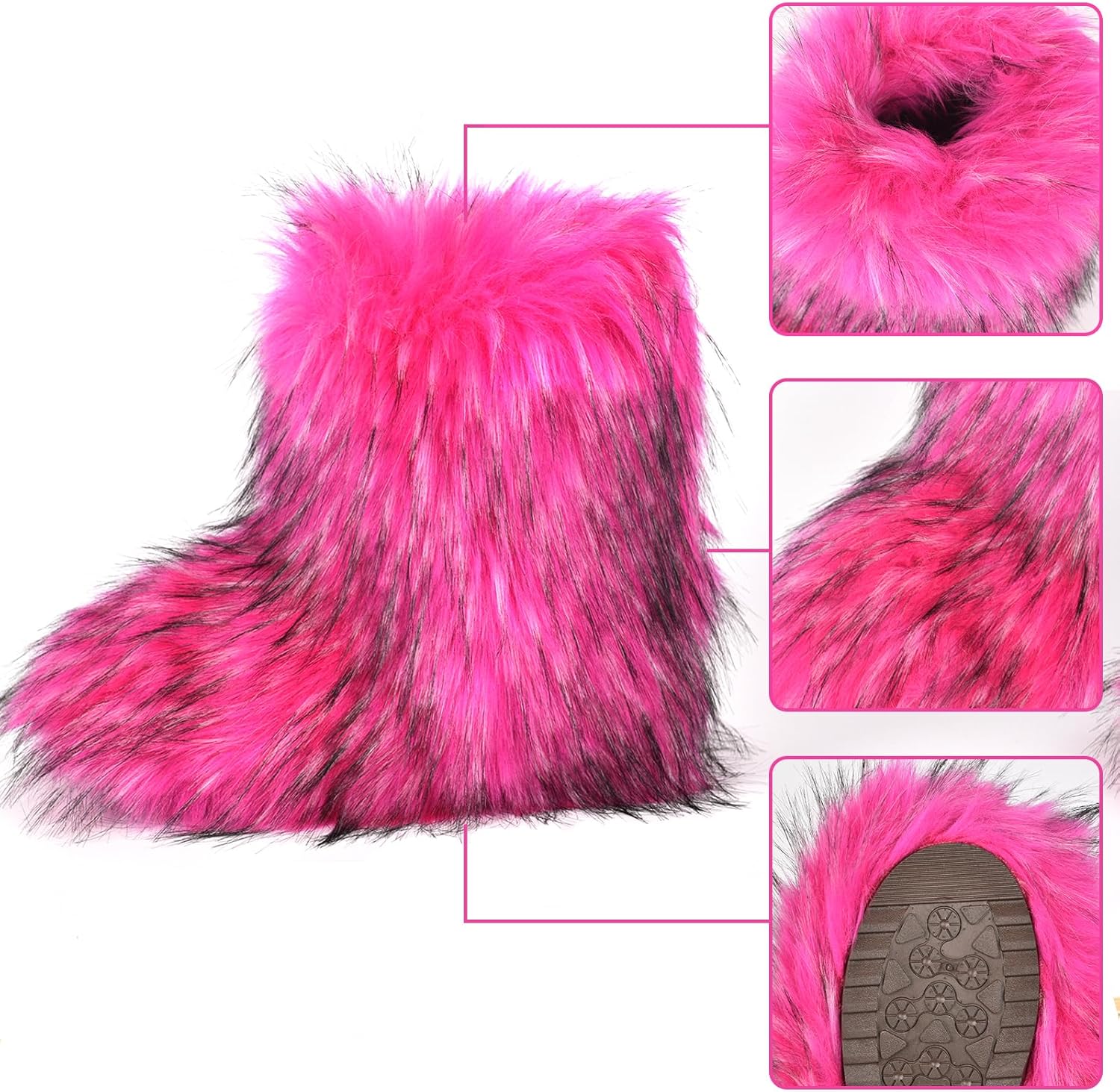 Fashion Fur Boots,Flat Heel Comfy Plush Warm Snow Booties,2025 Winter Outdoors Furry Boots,Mid-Calf Faux fur Boot for Women. - Image 4