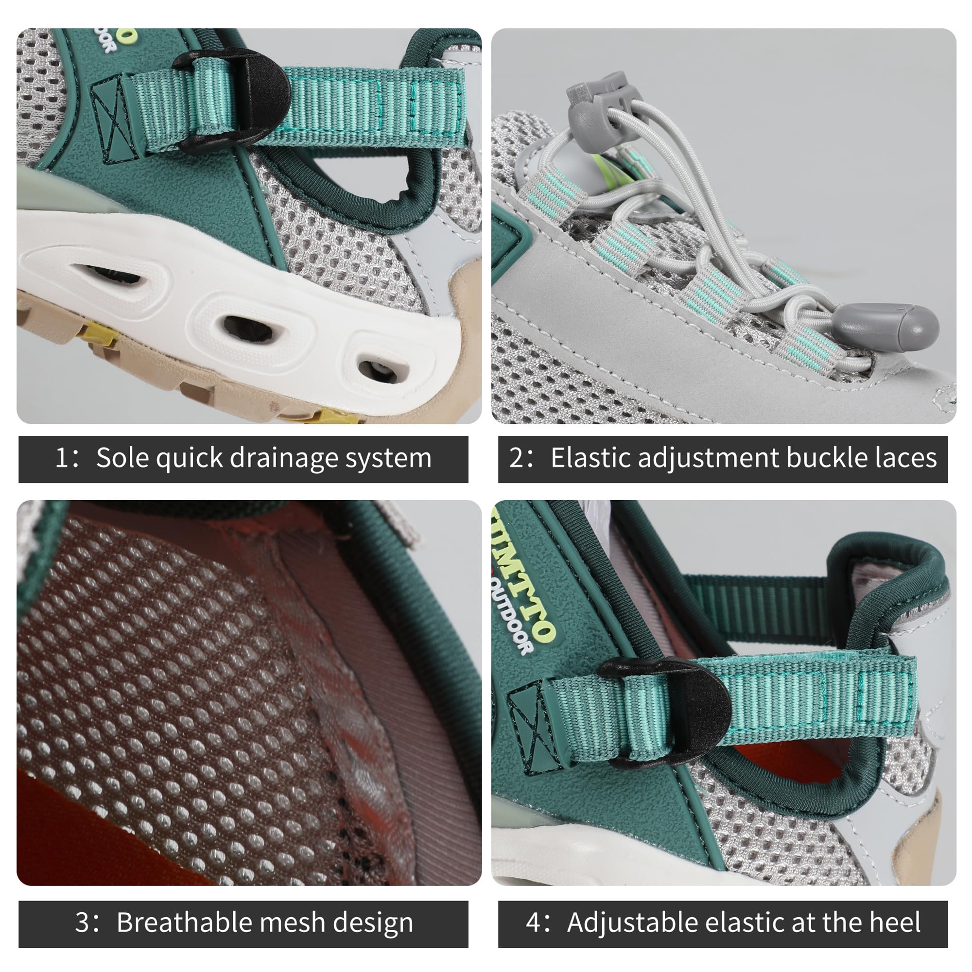 HUMTTO Zapatos de agua anfibios para mujer, sandalias de senderismo con puntera cerrada, sandalias de verano para exteriores, antideslizantes, zapatos de río, zapatos acuáticos de secado rápido