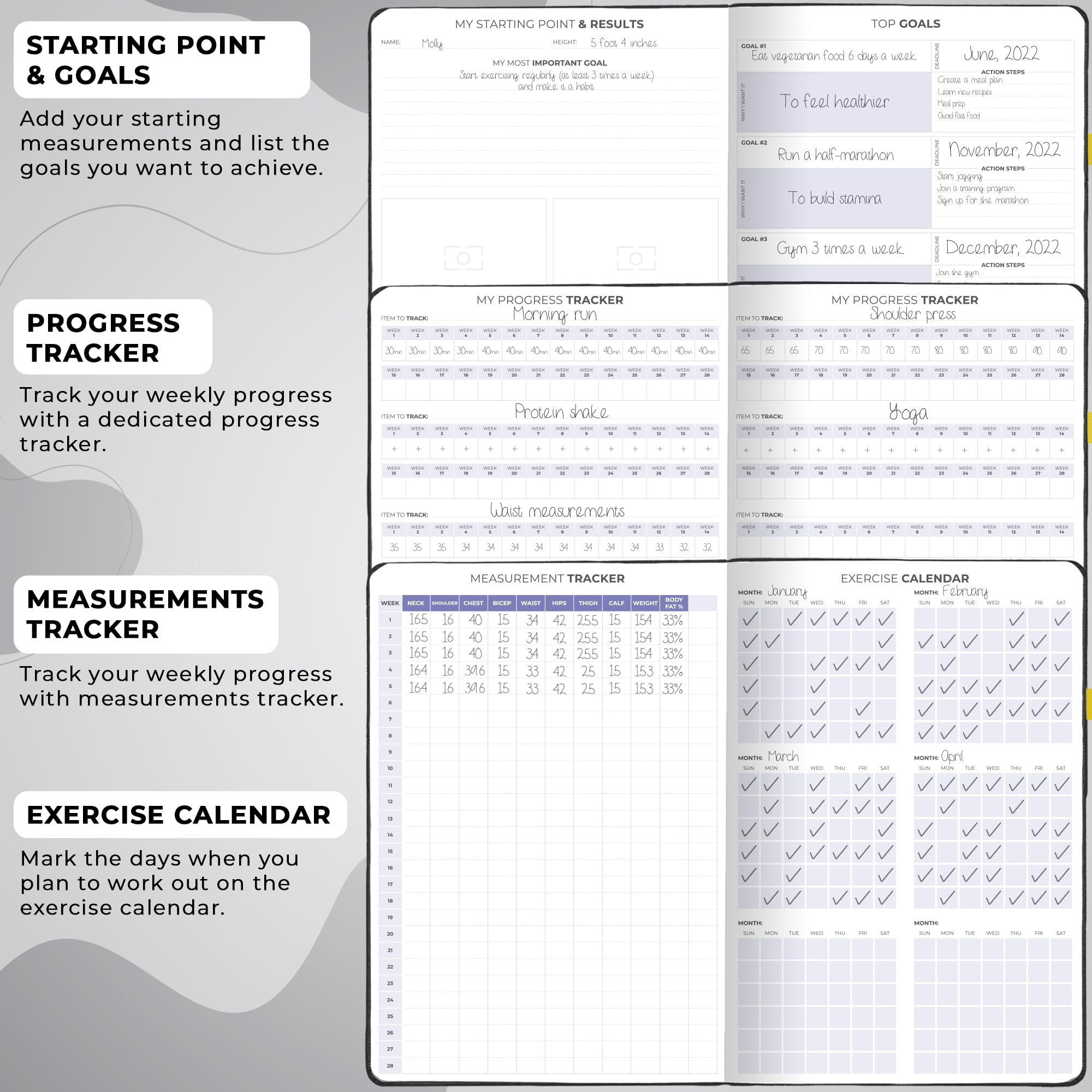 Clever Fox Fitness & Food Journal PRO, Daily Workout & Meal Planner for Women & Men, Exercise & Weight Loss Diary Notebook - Image 5