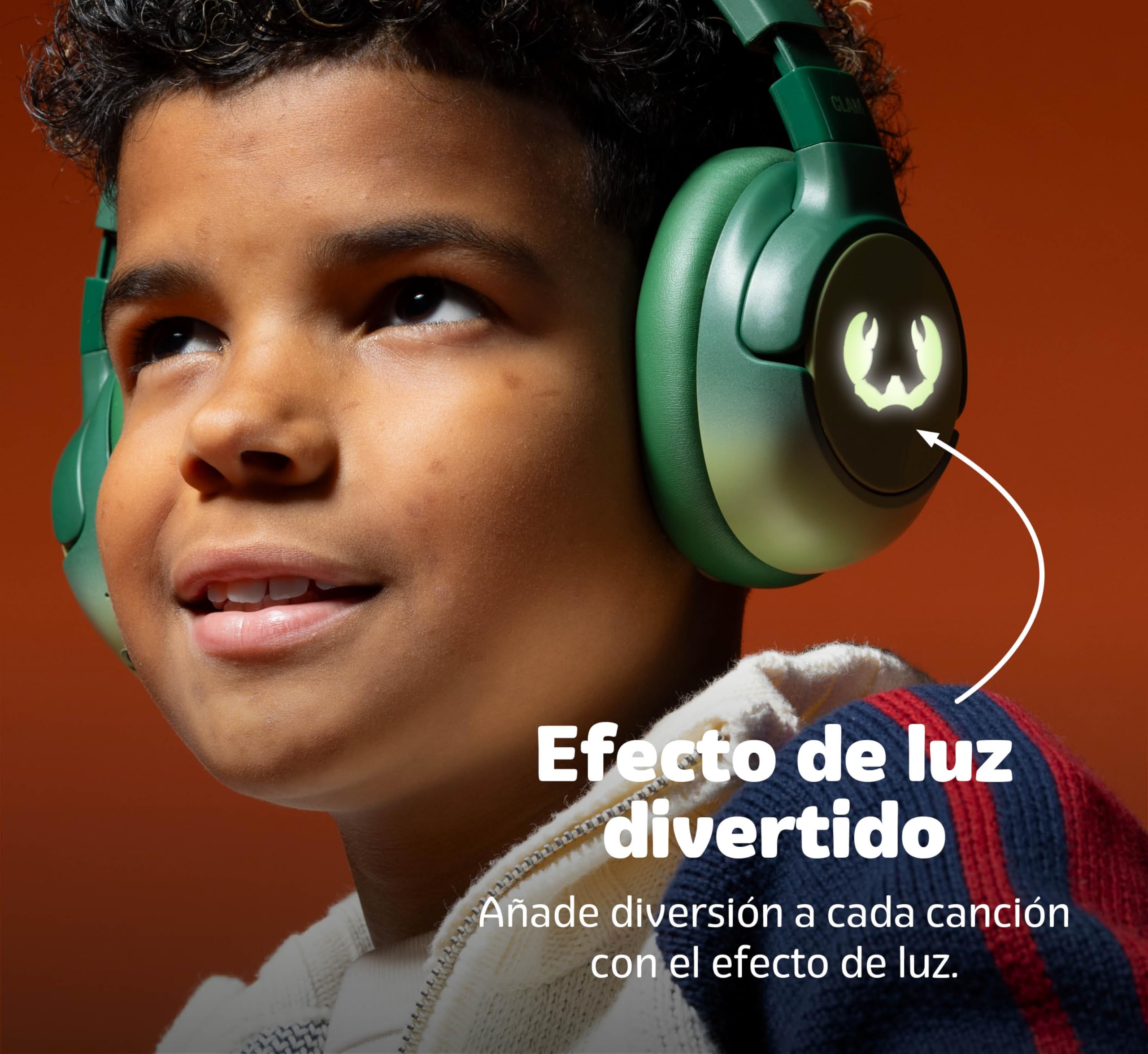 Fresh 'n Rebel Clam Junior, Auriculares Bluetooth para Niños con Cancelación Activa del Ruido, Sonido Seguro (<85dB), con Cable de Audio y Pegatinas, Efecto de LED. 60h de reproducción (Dizzy Donut)