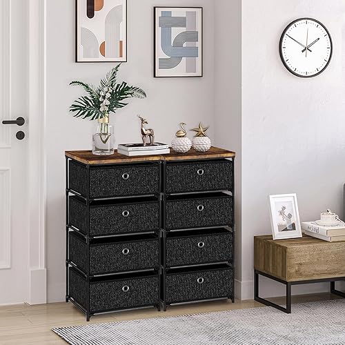 Miniatura 4 de Mesita de noche con 3 cajones, organizador de almacenamiento de ropa, pequeña cómoda de tela para dormitorio, armario, entrada, pasillo, guardería,