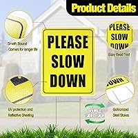 Vista 3 de Thyle 6 letreros reflectantes con estaca de metal de 17 x 13 pulgadas, letrero de doble cara para barrios con estaca de metal, para calle, césped