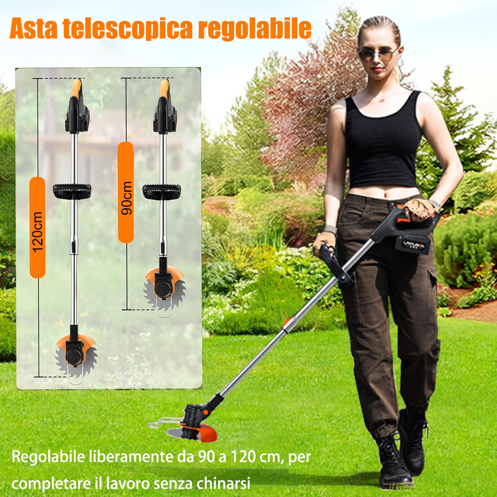 Desbrozadoras electrica, Desbrozadora Batería, Cortabordes Bateria 21 V, Cortabordes electrico 4 en 1,Desbrozadora Longitud retráctil, Adecuado para Jardines, céspedes,Villas. — view 4