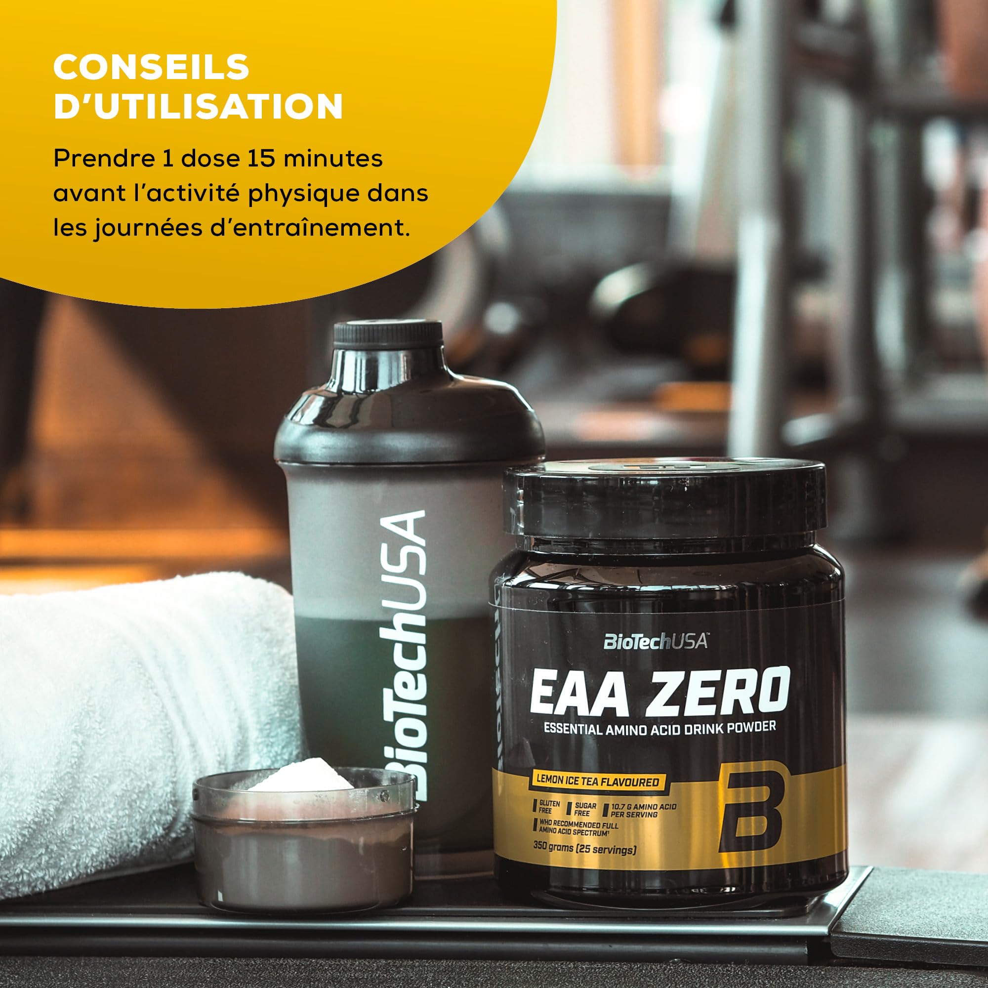 BioTechUSA EAA Zero | Acides aminés essentiels | 7160mg EAA/portion | Ratio recommandé par l'OMS | Sans sucre, sans gluten, 350g, Orange-Mangue