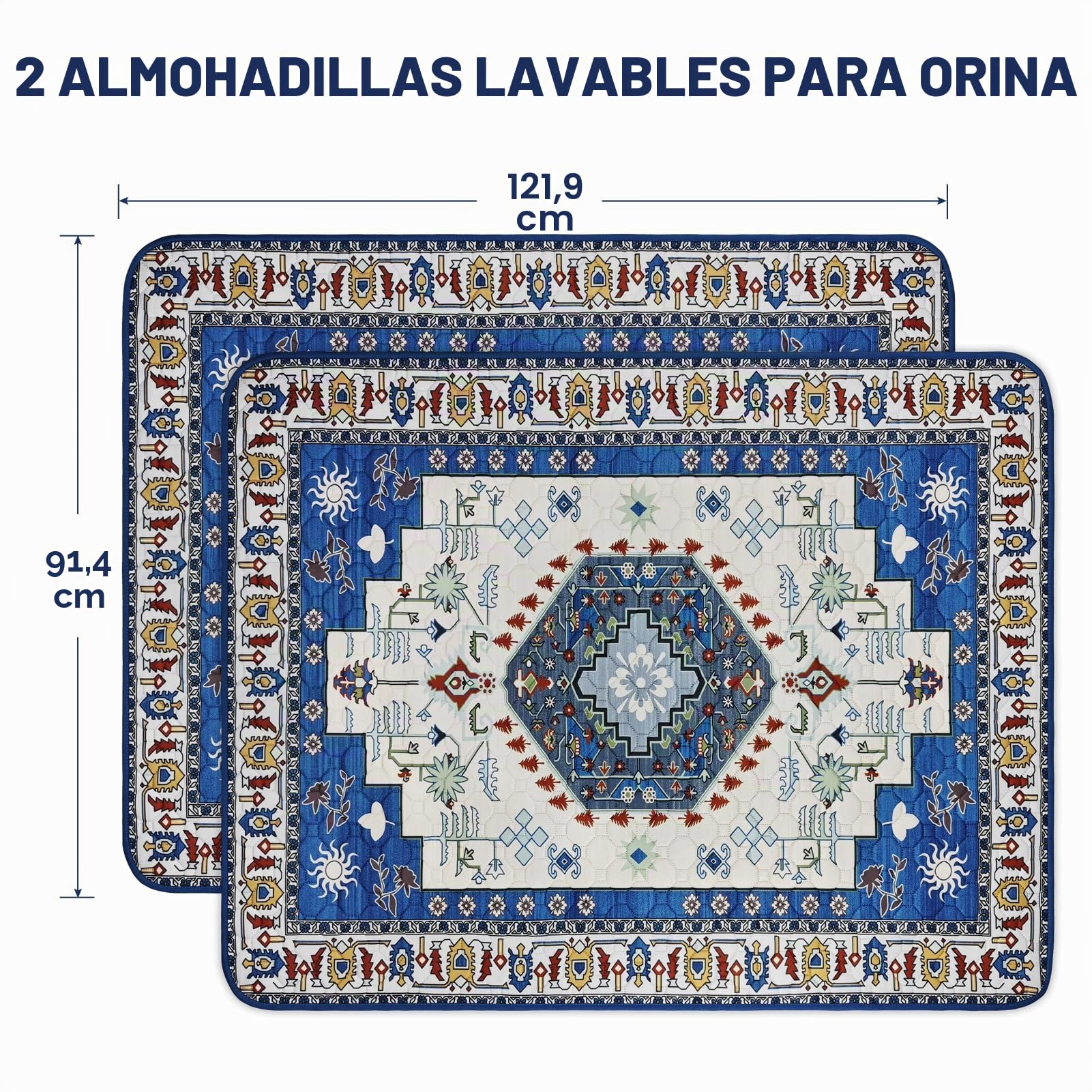 2 Almohadillas absorbentes Lavables para Perros, con feromonas, 122 x 92 cm | Almohadilla reutilizable mejorada para cachorros, almohadillas de entrenamiento para mascotas superabsorbentes e impermeables