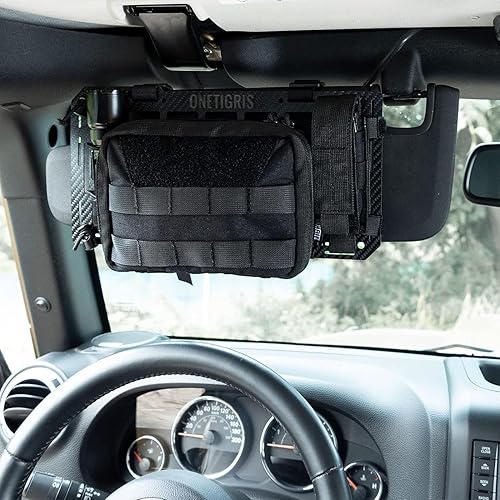 Miniatura 6 de OneTigris Organizador de visera de automóvil, organizador táctico para visera solar, accesorios interiores para vehículos, SUV, camión, soporte