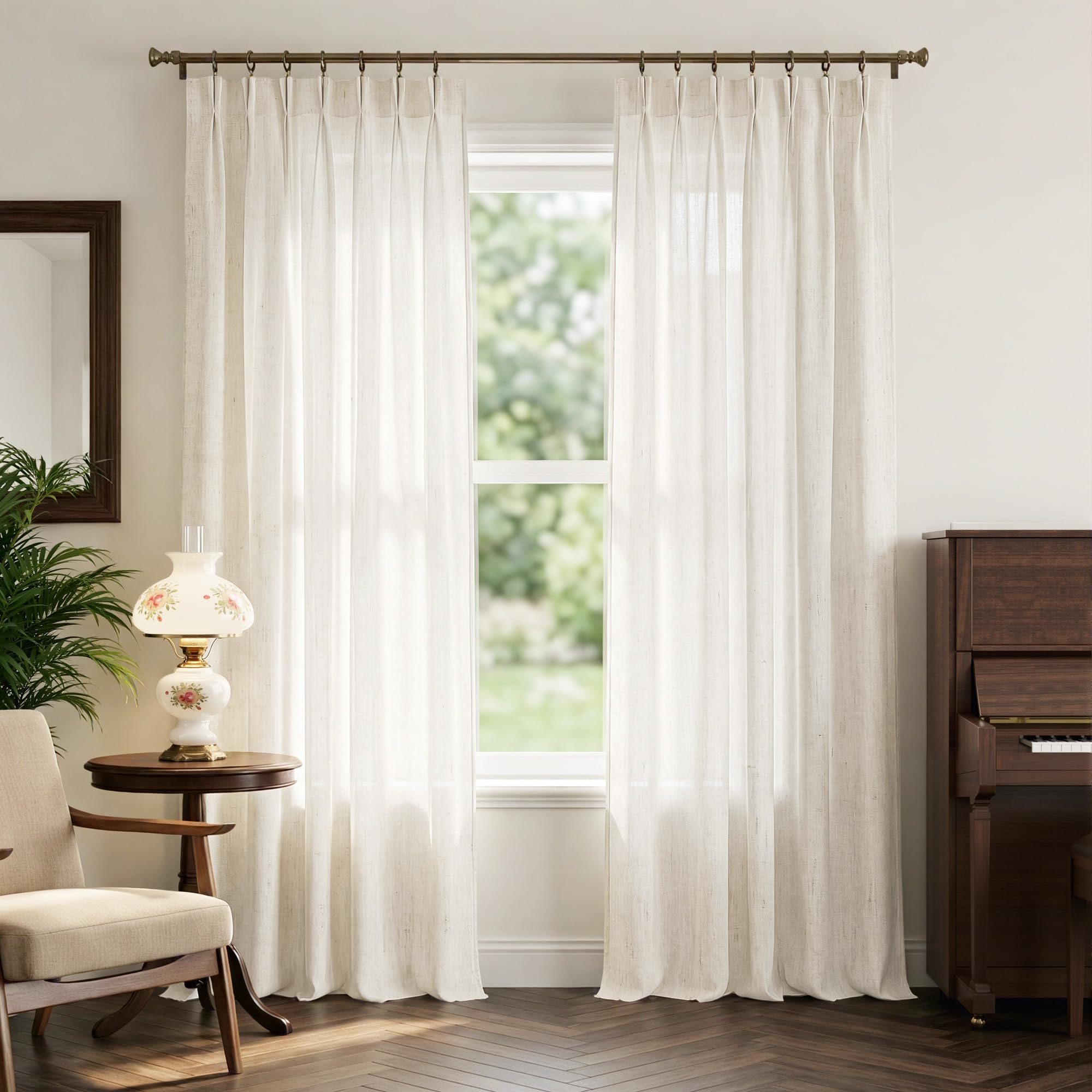 Amazon.com: NICETOWN Pinch Pleated Linen Blend Ivory Curtains 96