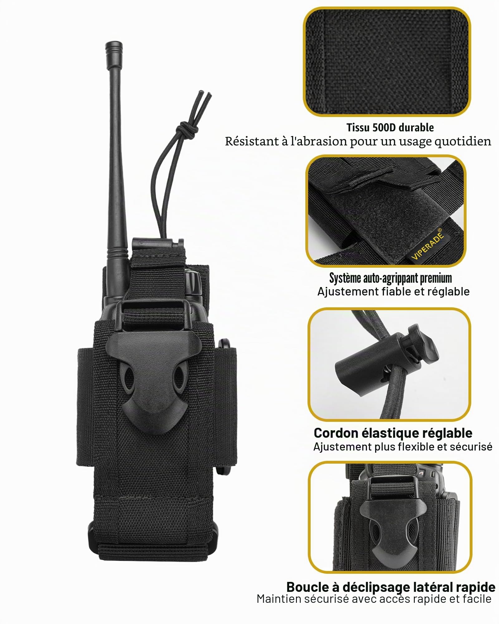 VIPERADE Sacoche pour Talkie-walkie Molle - Support pour Appareil Radio - Réglable - pour Gilet, Talkie-walkie - pour Ceinture - Multifonctionnel