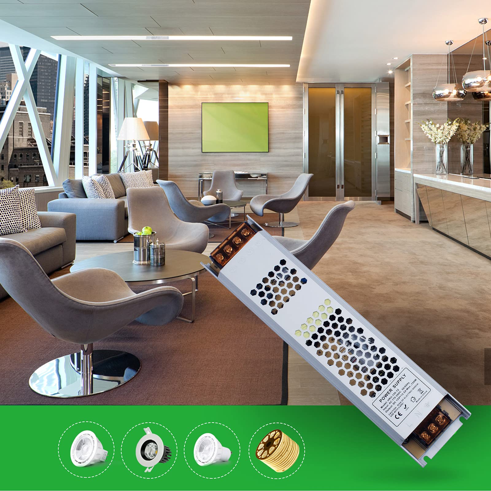 REYLAX LED Driver 12V Transformer for Lights, 150W 12.5A 170260V to