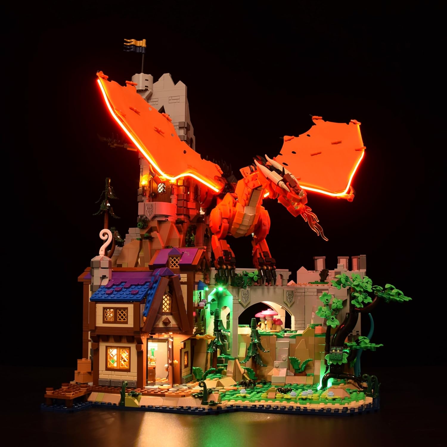 LightGo LED Lighting Kit Designed for Dungeons & Dragons Compatible with Lego 21348 Red Dragon's Tale Building Set - Not Include Model (Classic Version)