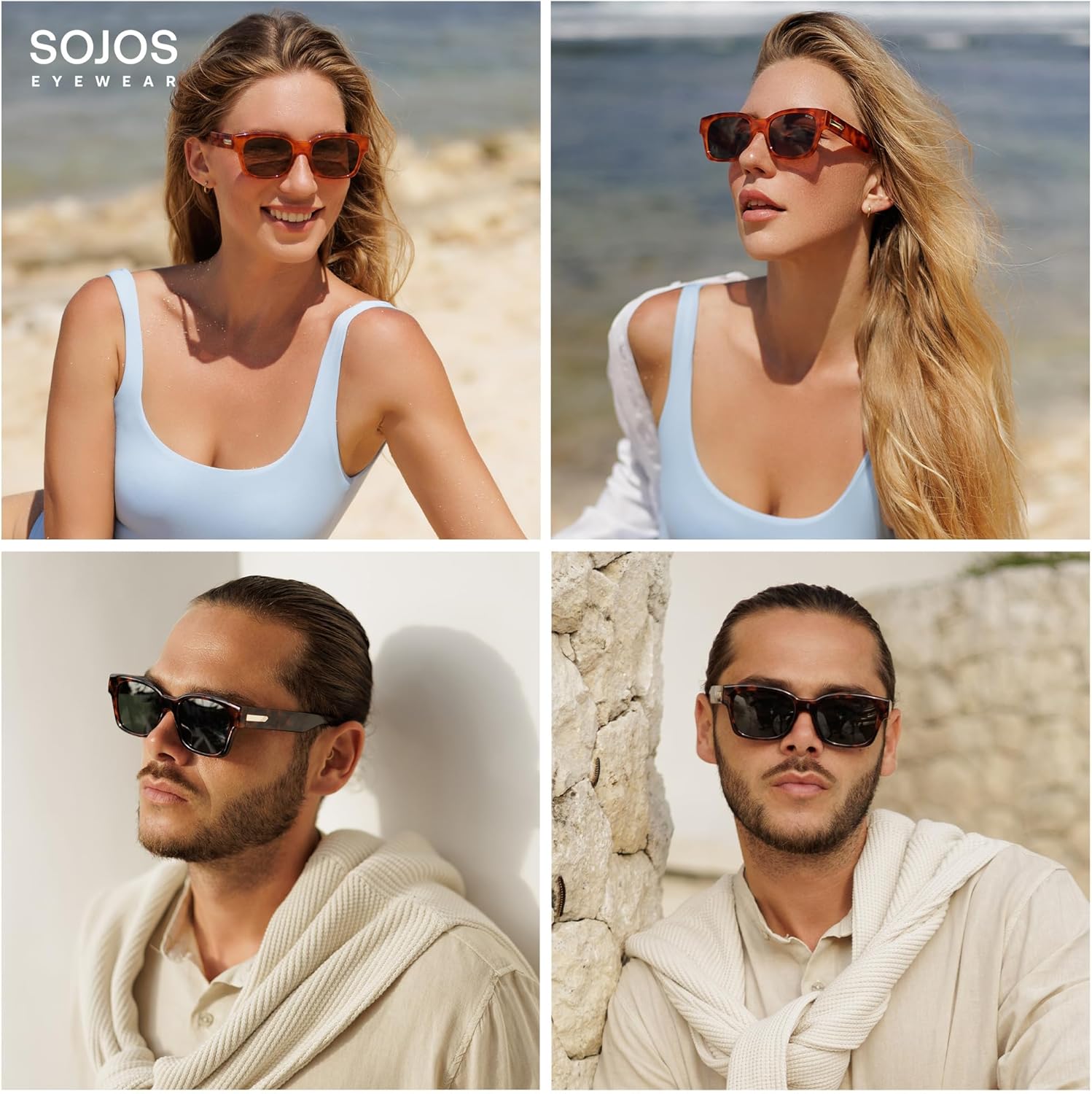 SOJOS Classic Square Polarized Sunglasses for Women Men Trendy Unisex Design SJ2372 - Image 3