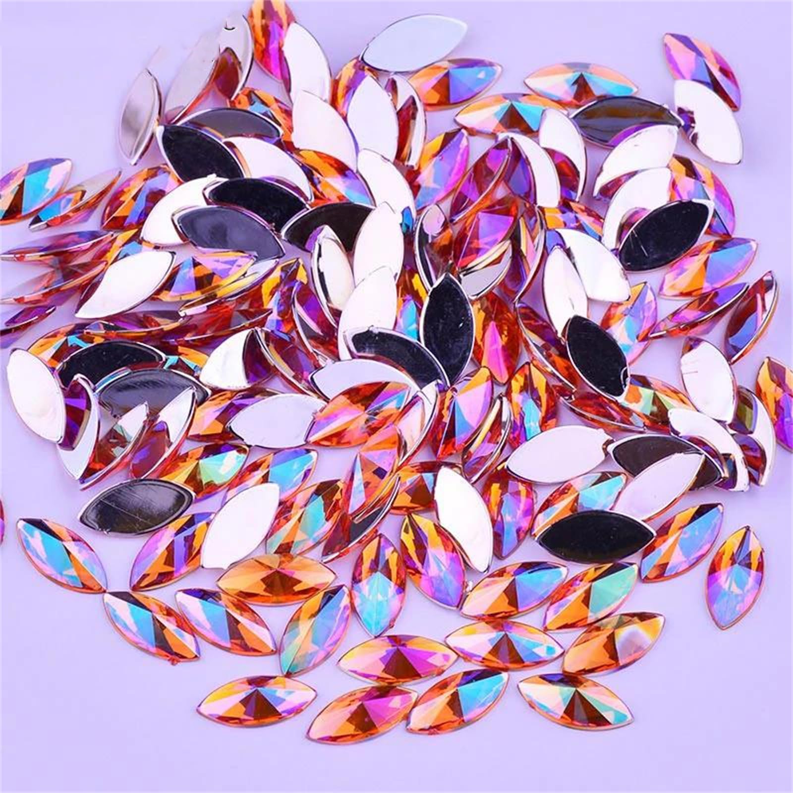 Pierres de cristal en strass acryliques violets pour travaux manuels