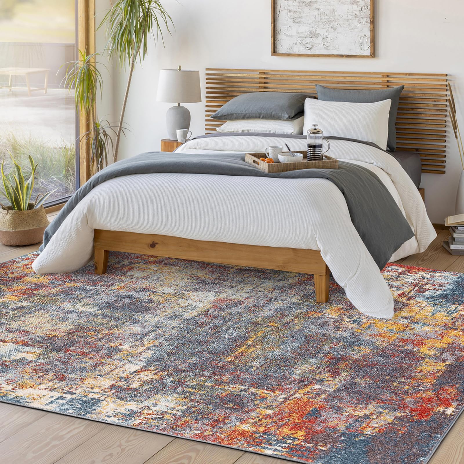 Livabliss Noa Miami Tapis 120x170 cm – Rouille, Poil Ras, Effet marbre